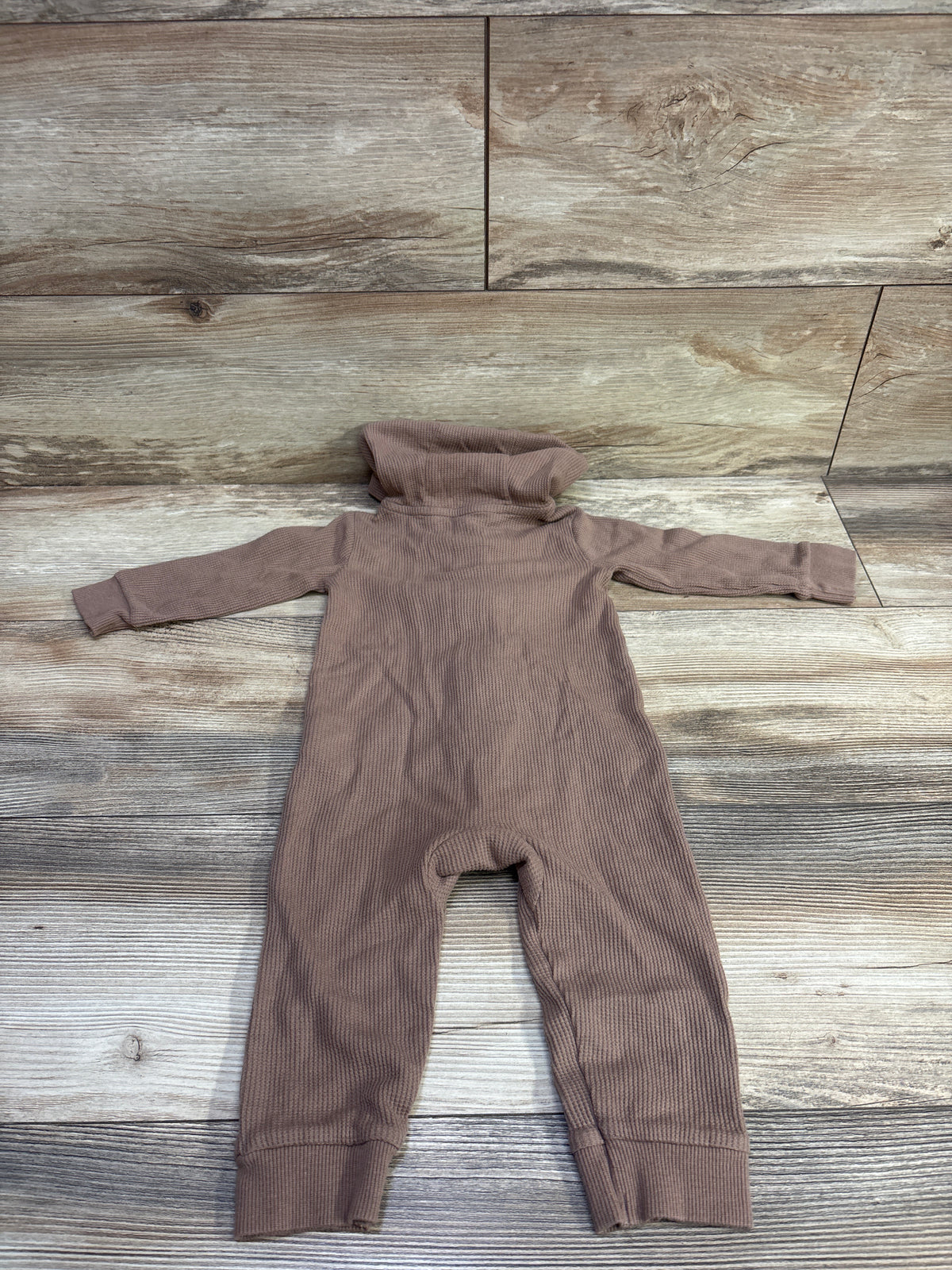 Carter's Waffle Knit Hooded Coverall Brown sz 12m