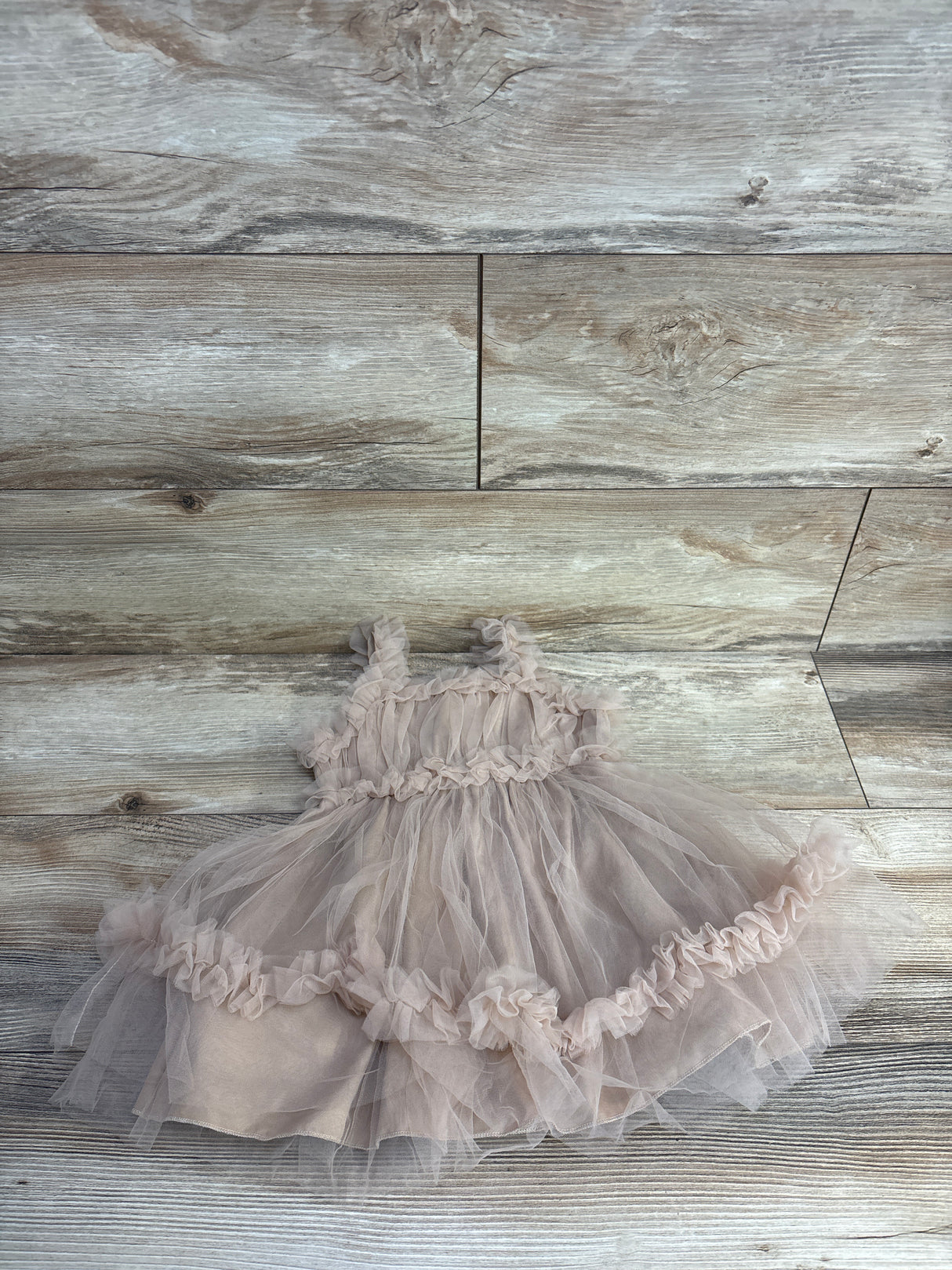 Shein Tulle Ruffle Dress Brown sz 12-18m