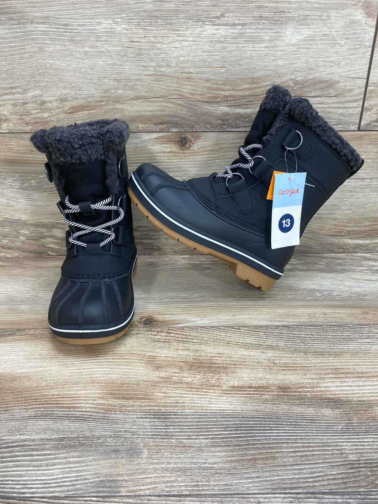 NEW Cat & Jack Kit Black Winter Boots sz 13c