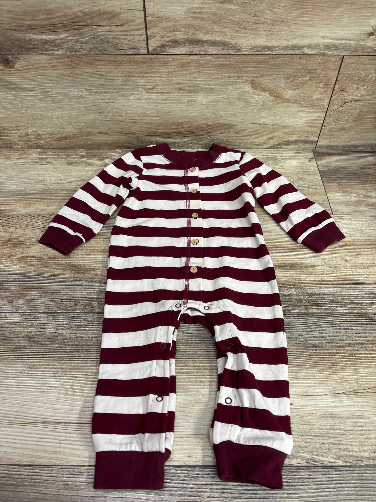Cat & Jack Striped Button-Front Coverall Maroon sz 12m