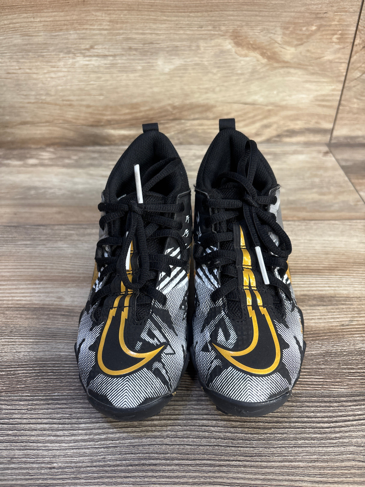 Russell Wilson x Nike Alpha Menace 3 Shark GS 'Black Metallic Vivid Gold' Football Cleats sz 12c
