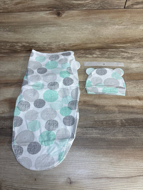 Baby onesie and bear-ear hat with mint gray polka dot pattern, soft newborn clothing set