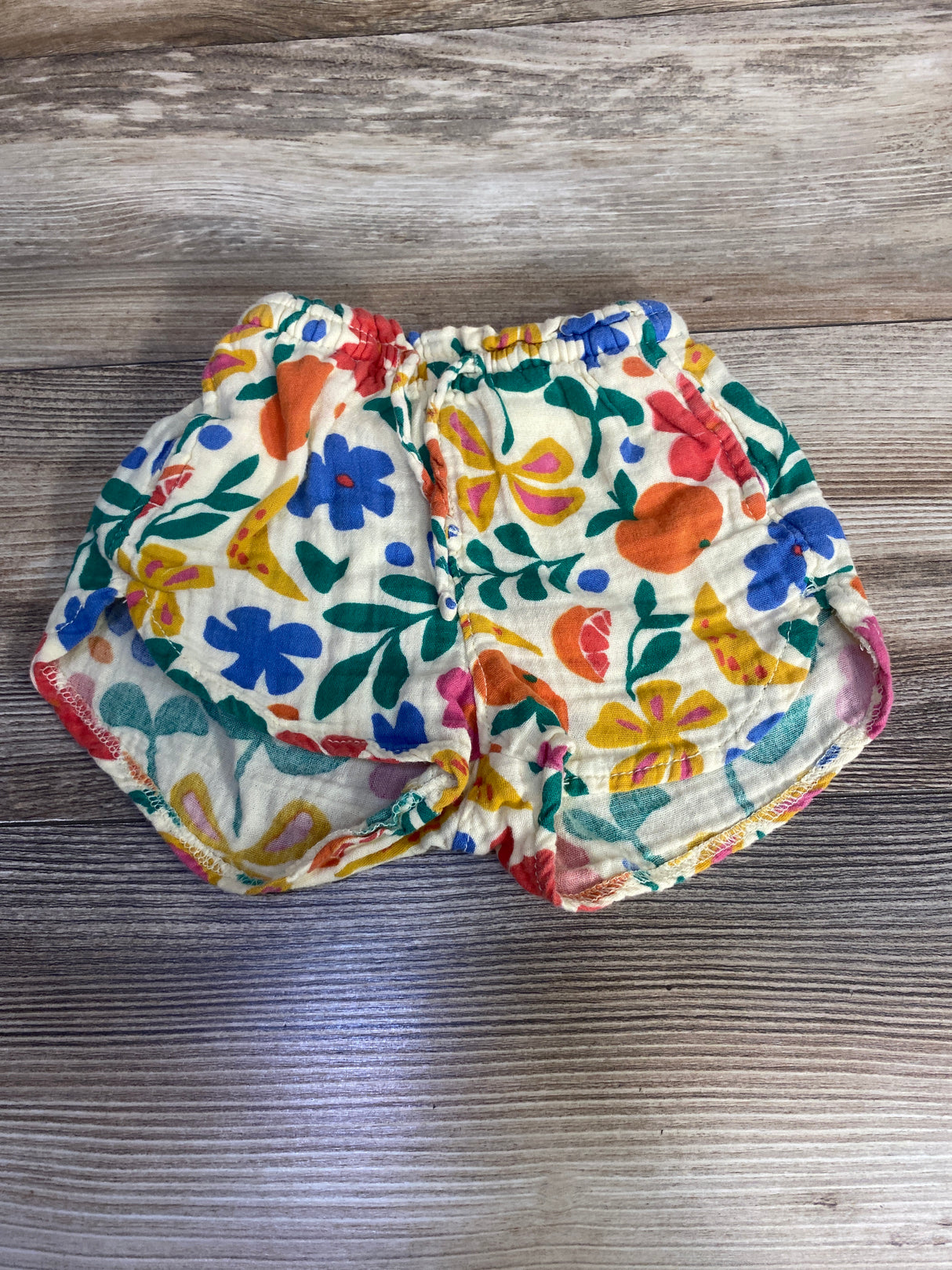 Old Navy Fruit Print Gauze Shorts Pale Yellow sz 18-24m