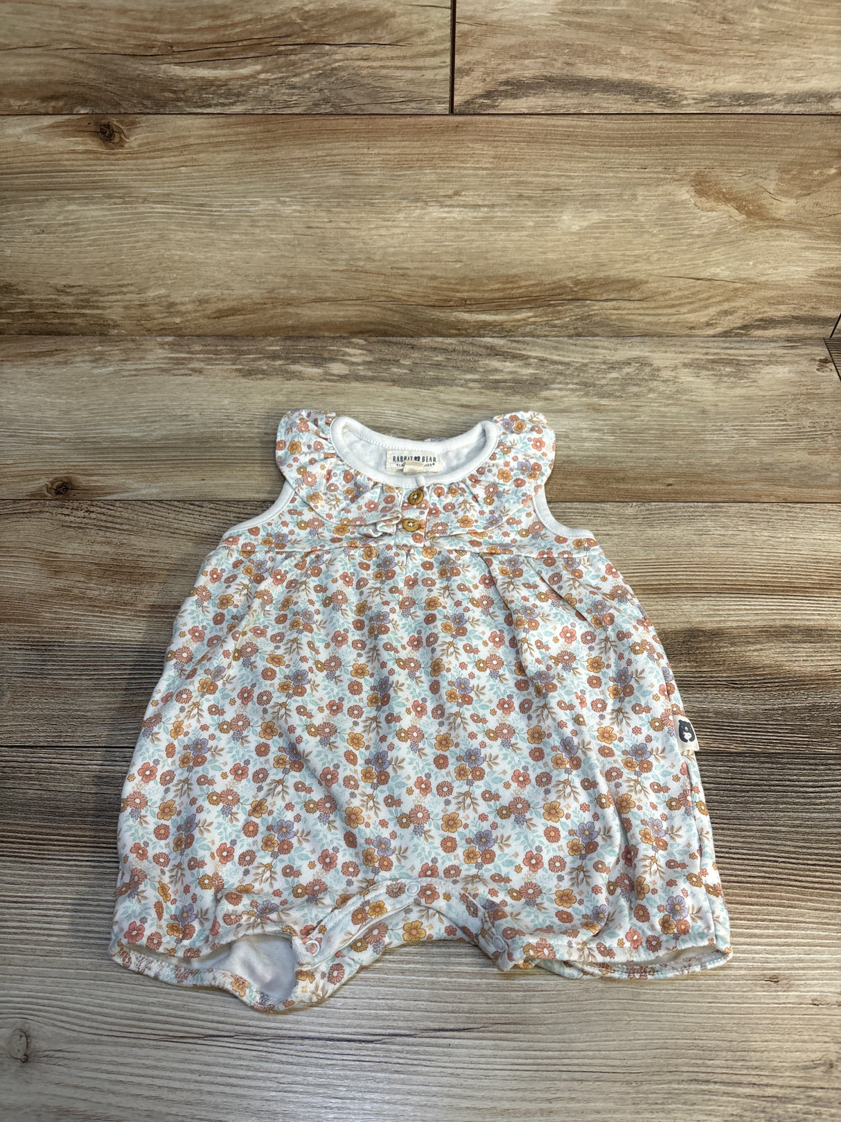 Rabbit + Bear Floral Bubble Romper White sz 12m