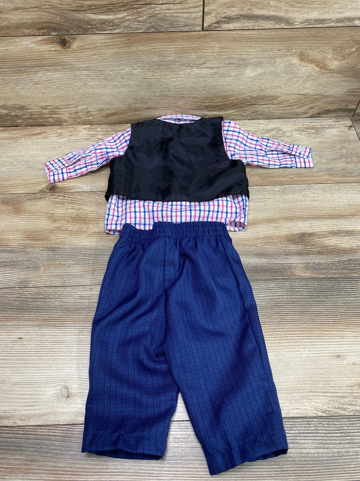 Andrew Fezza 3pc Plaid Button Up Set White/Navy sz 3-6m