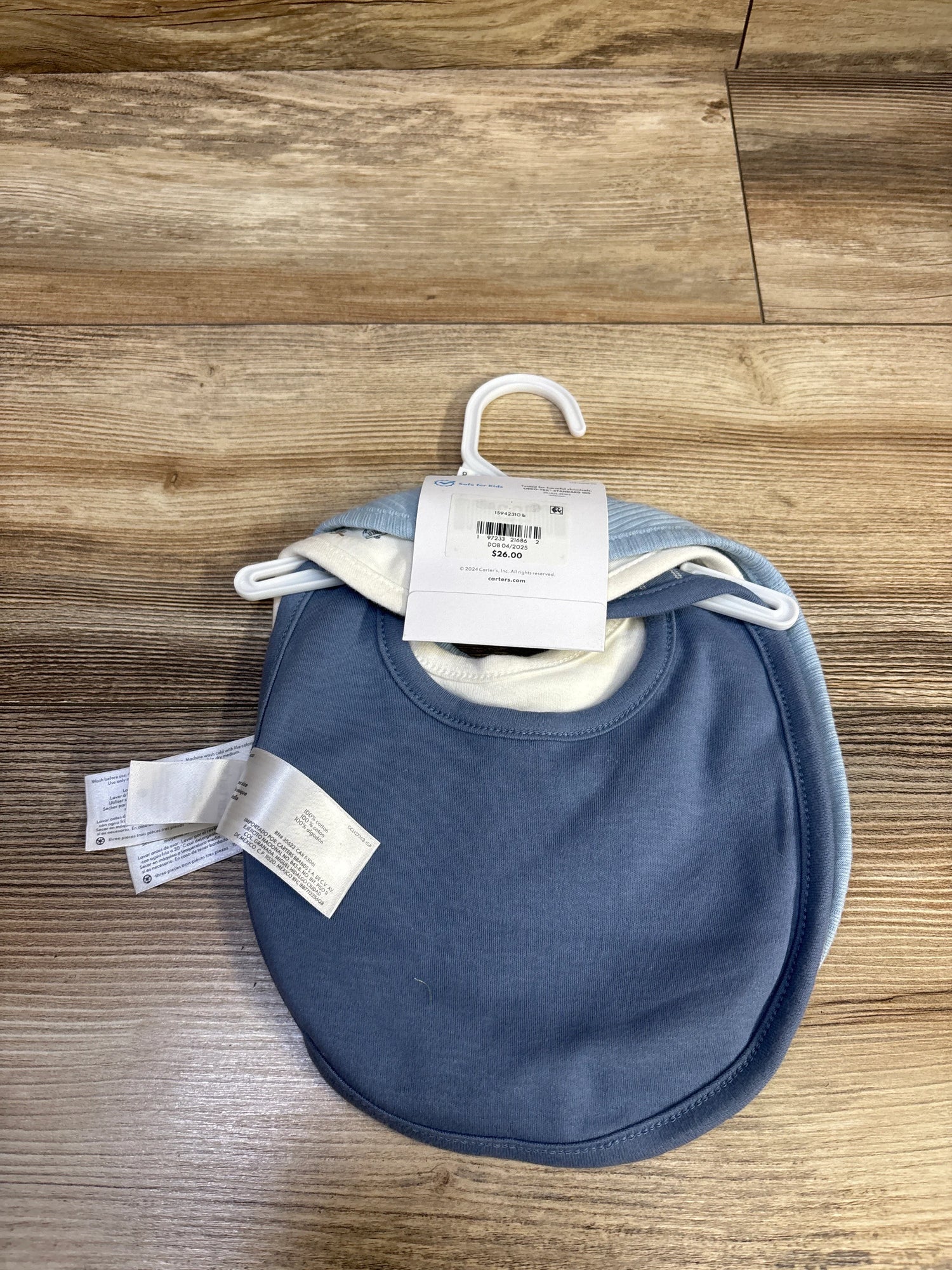 NEW Carter's 3pk Bibs Blue One Size