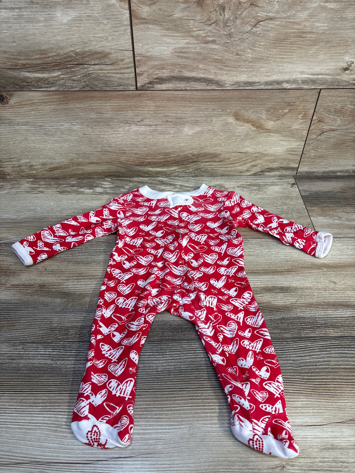 Burt's Bees Baby Valentines Heart Print Sleeper Red sz Newborn