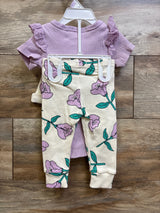 NWOT Jessica Simpson 3pc Ribbed Bodysuit Set Purple sz 6/9m