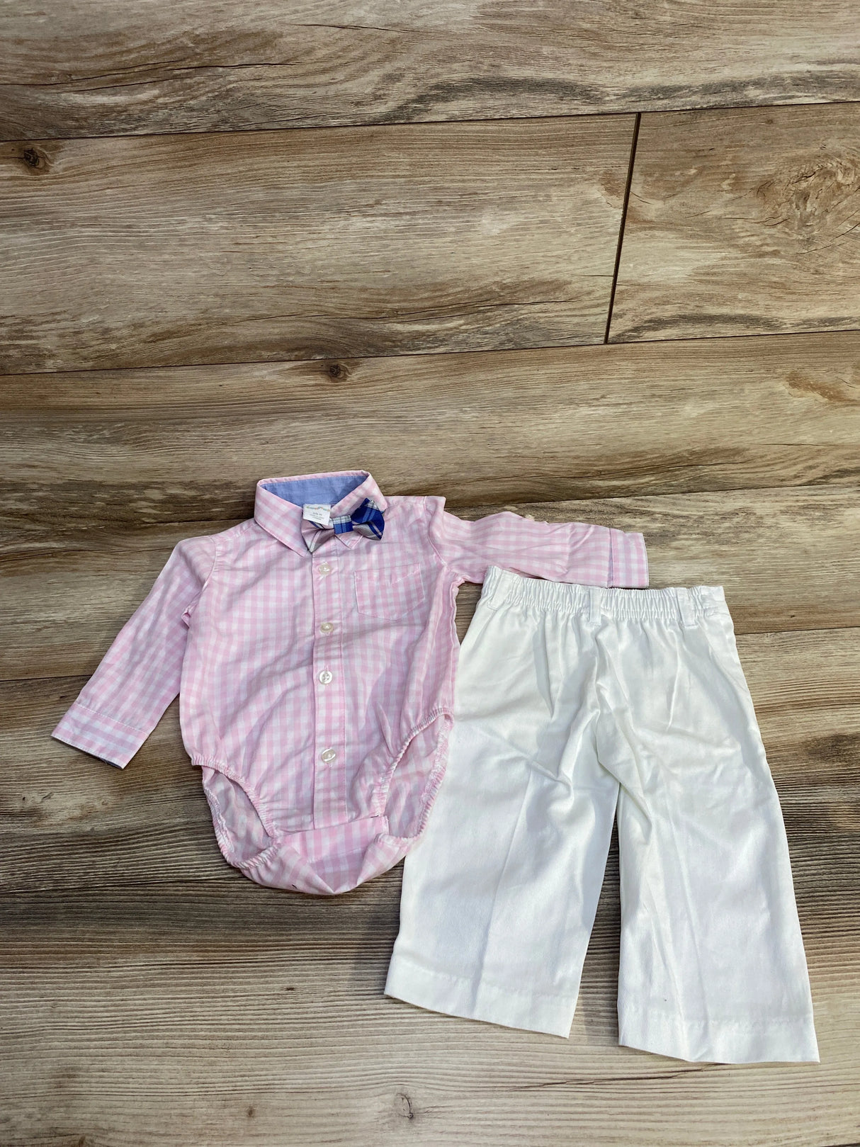 Starting Out 3pc Gingham Button-up Bodysuit Set Pink sz 3-6m