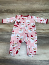 Carter's Santa Print Sleeper Pink/Red Sz 3m