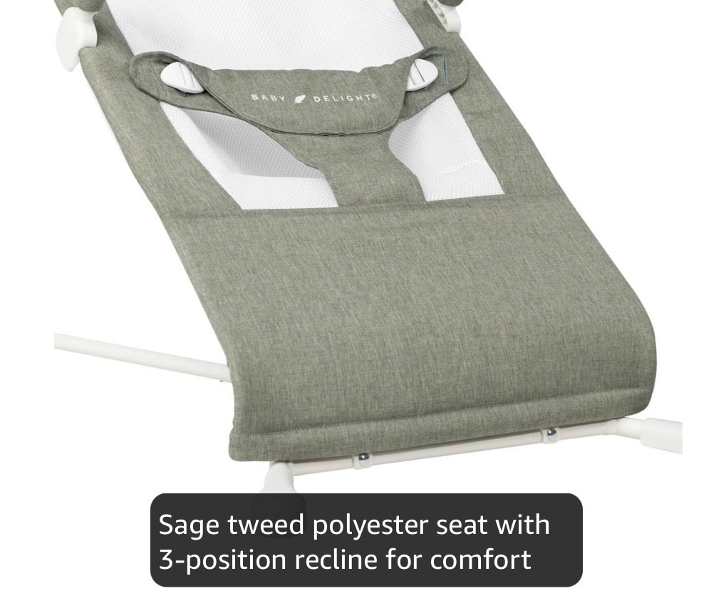NEW Baby Delight Highland Portable Bouncer in Sage Tweed