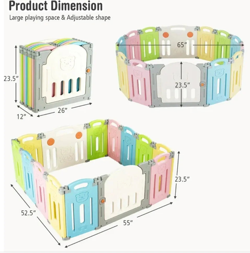 Costway 14 Panel Foldable Baby Playpen