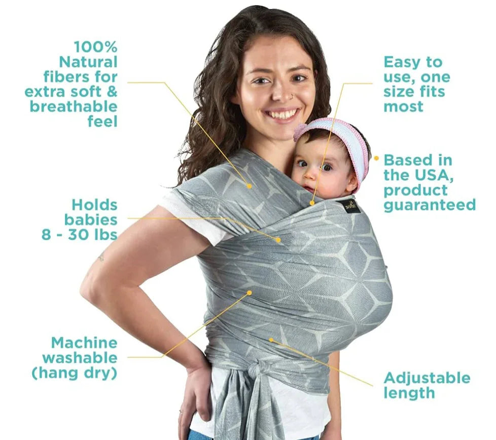 Sweetbee Lightweight Baby Wrap Grey Honeycomb 8-30lbs