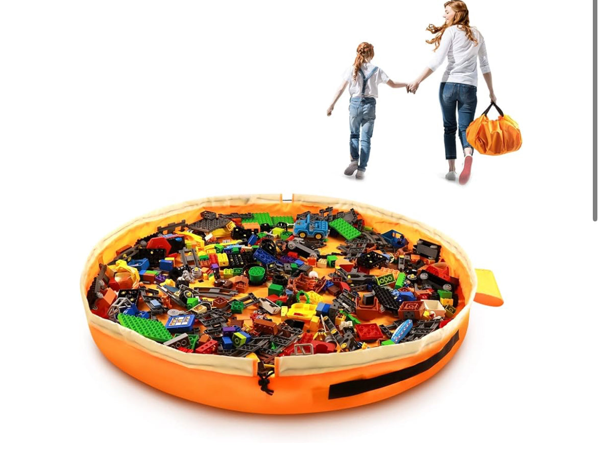 SUMBABO Toy Storage for Lego Play Mat Bag, Orange