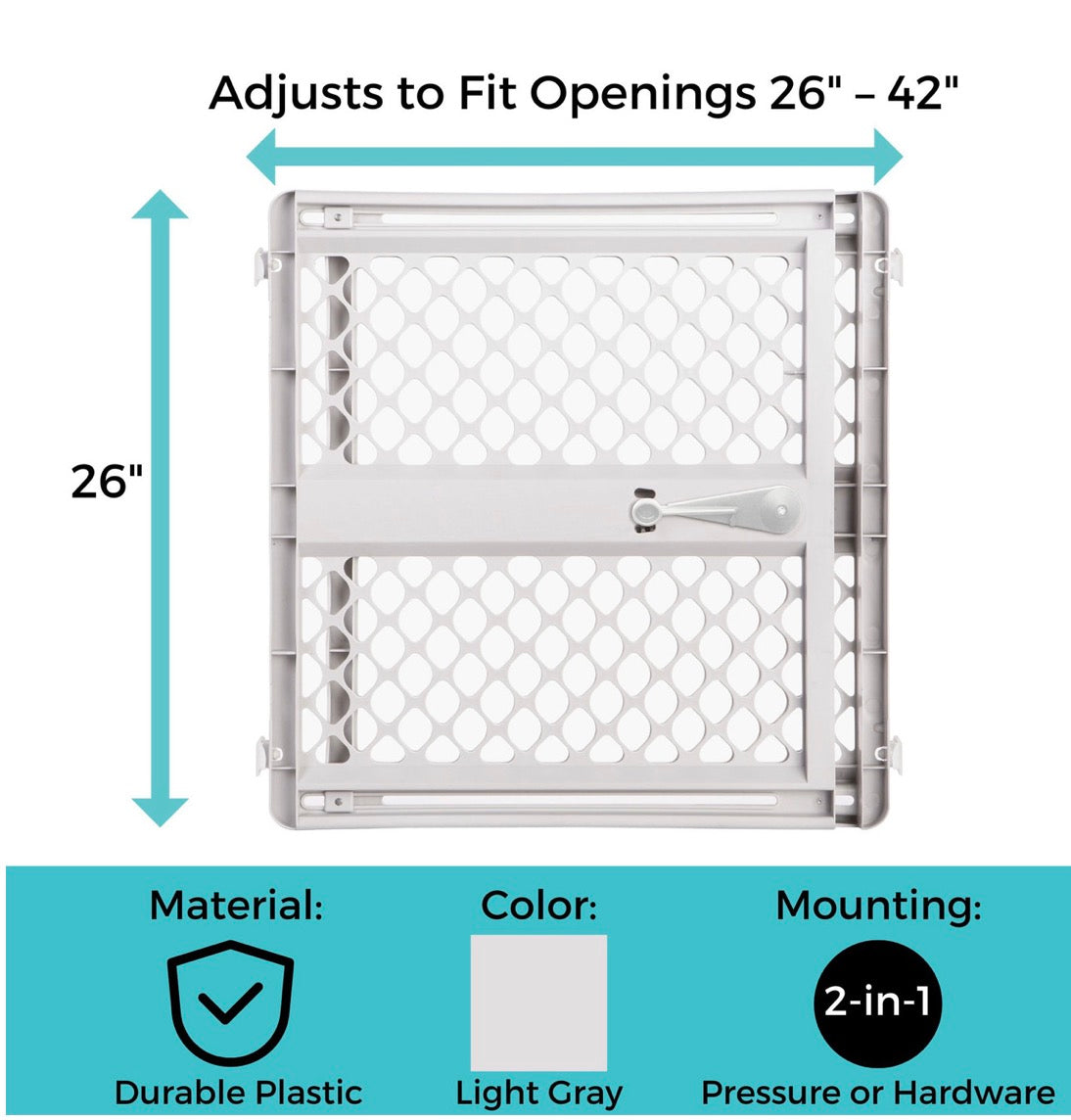 Toddleroo by North States Supergate Classic Gate Grey 26''-42''