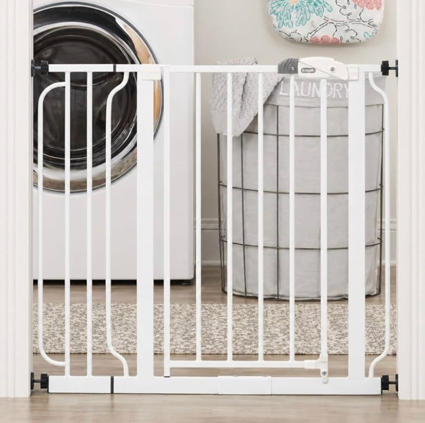 Regalo Easy Step Metal Walk-Through Safety Gate, White 29-38.5''