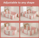 IFLETH 18-Panel Foldable Baby Playpen Pink/White
