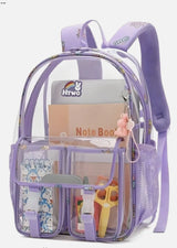 NEW HTWO Clear Backpack for Kids, School, Stadium Events, Cute Bookbag (Purple)