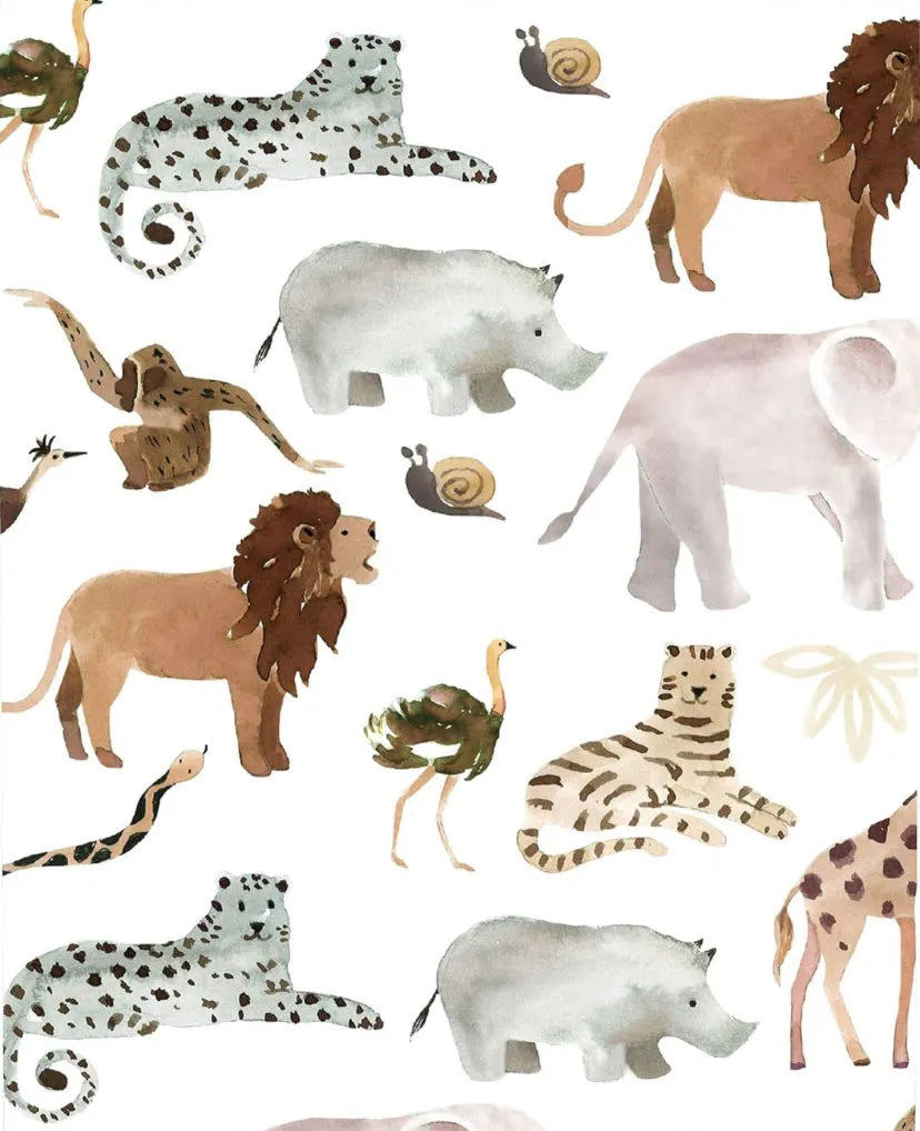 NoJo Water Color Jungle Friends Fitted Mini Crib Sheet 38" x 24"