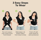 KeaBabies Original Baby Wrap Carrier - Black 7-35lbs