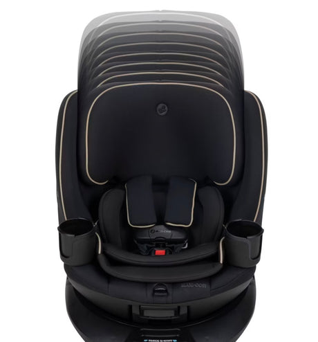 Front view of Maxi-Cosi Andi convertible car seat in Caspian Caviar with dual cup holders and harness on white background