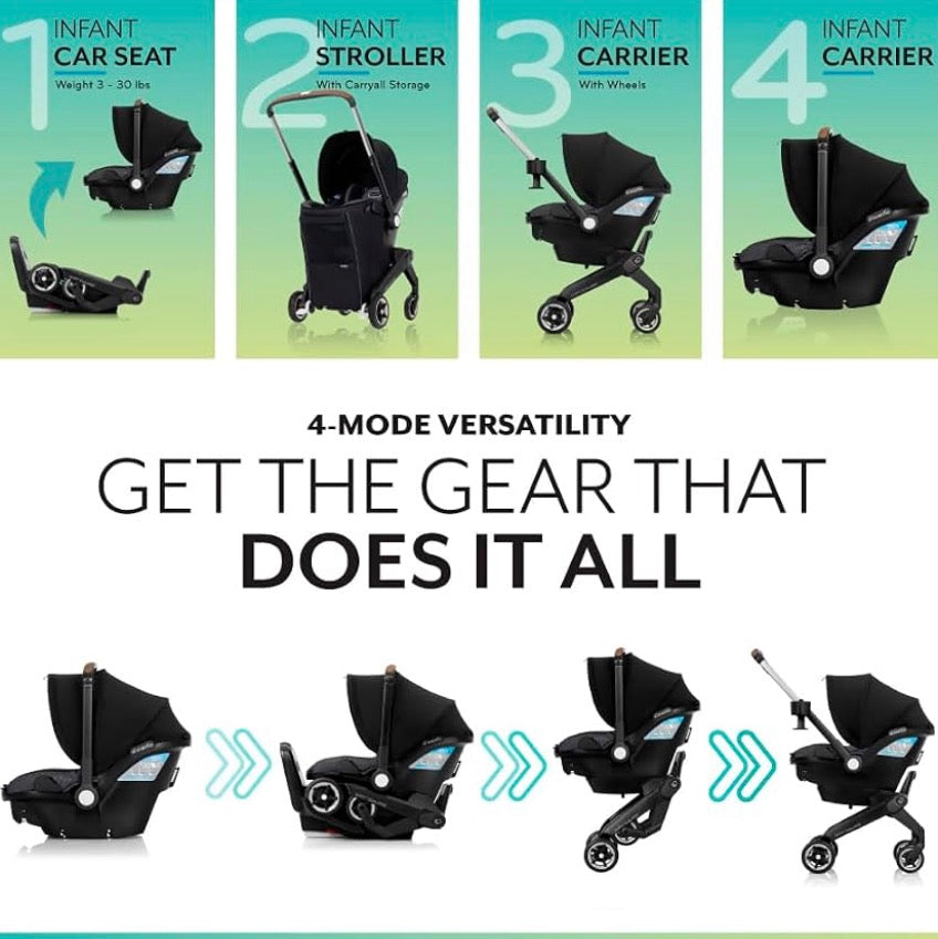 NEW Evenflo Shyft DualRide Infant Car Seat & Stroller Travel System in Beaufort Black