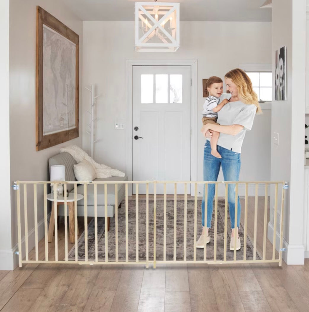 Toddleroo by North States Extra-Wide Swing Wood Gate 60-103''
