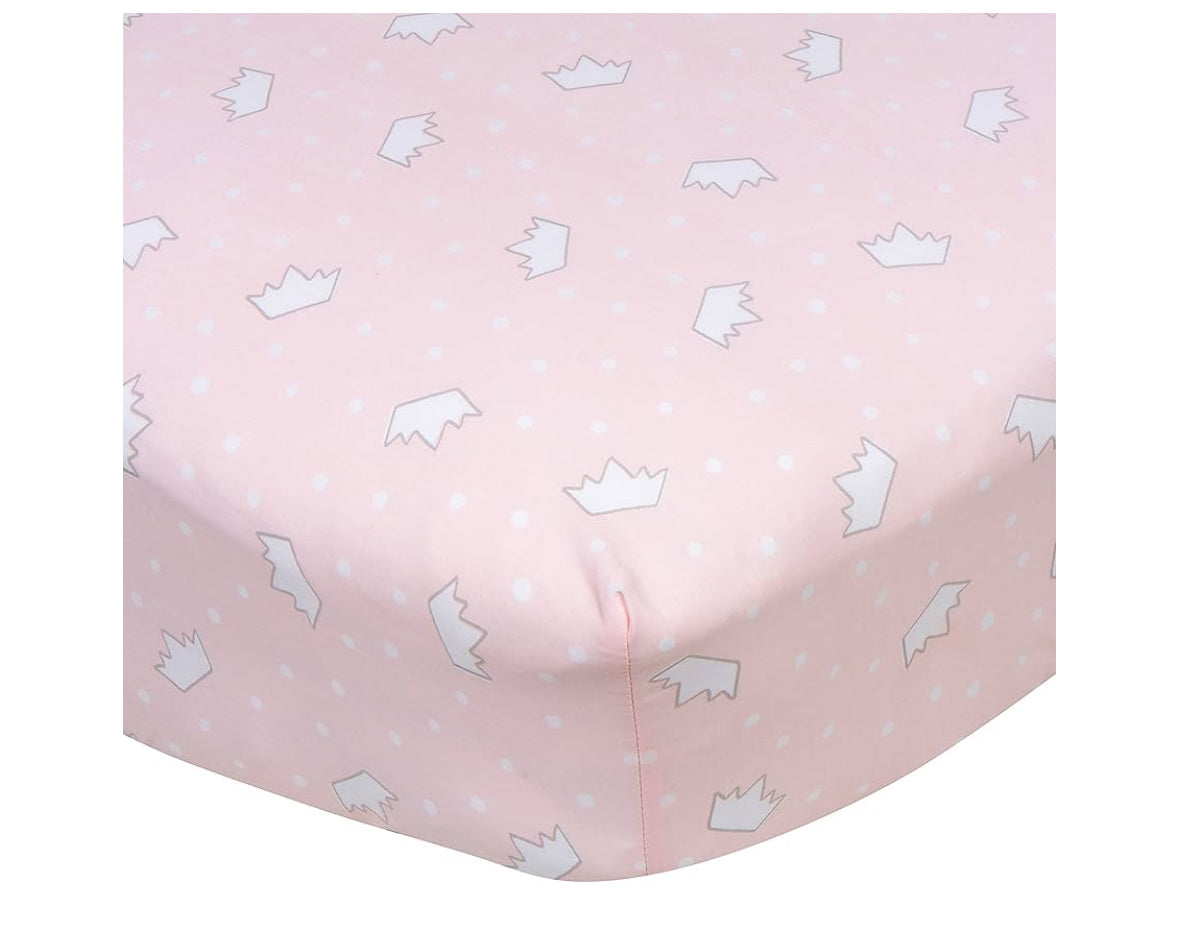 NEW Gerber Fitted Crib Sheet, Princess Crowns Pink