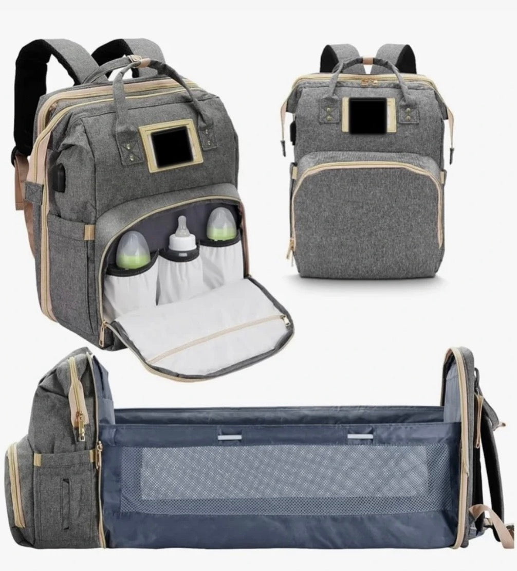 Living Traveling Share 8-in-1 Diaper Bag Backpack with Changing Station, Grey