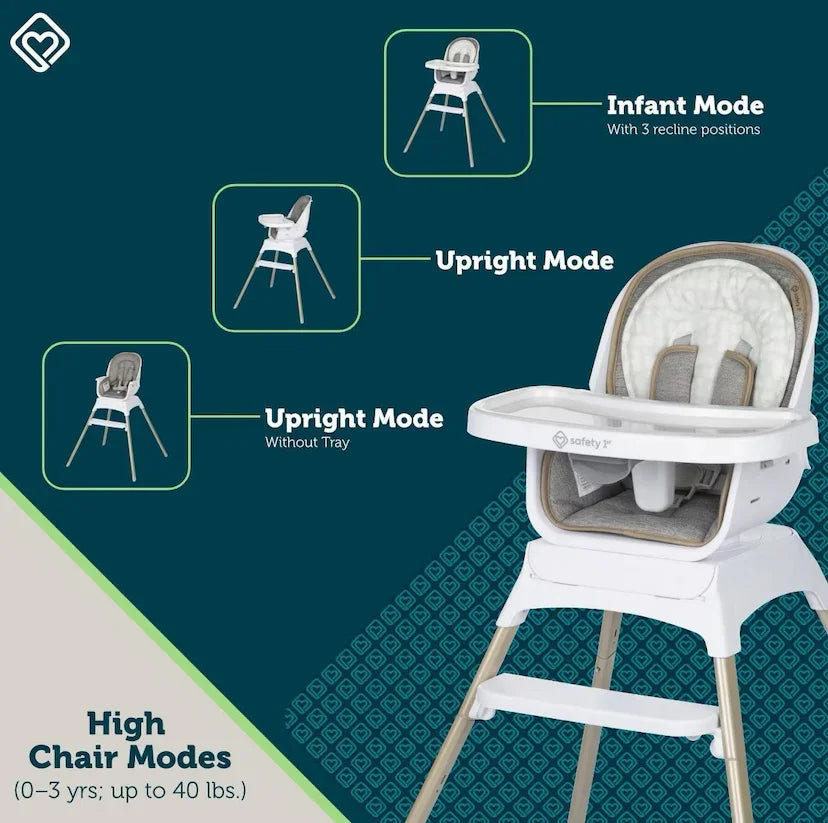 NEW Safety 1st Grow and Go Rotating High Chair in French Gray