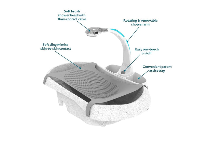 NEW The First Years Rain Shower Baby Spa Tub with Soothing Spray Showerhead
