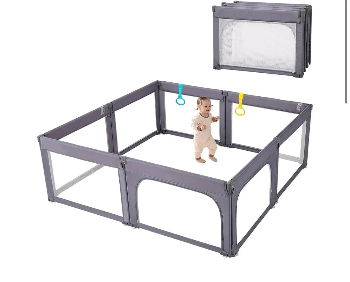 Doradotey 8 Panel Playpen in Deep Grey  79"x71"