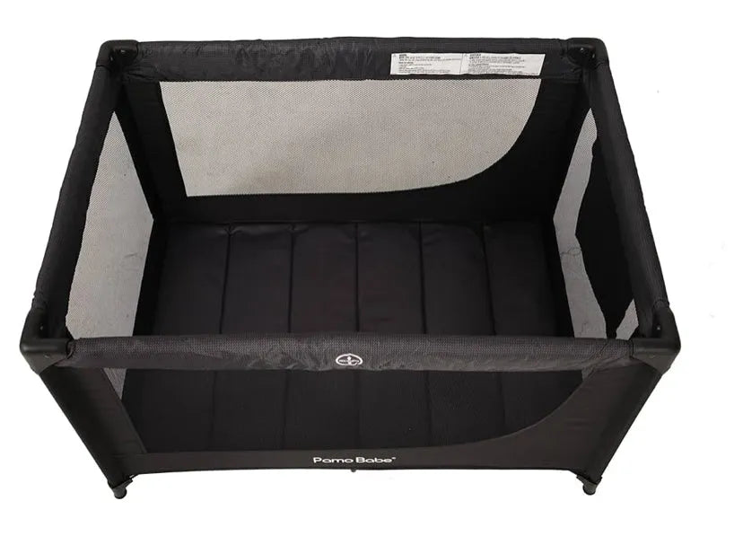 NEW Pamo Babe Portable Crib Baby Playpen with Mattress and Carry Bag in Black