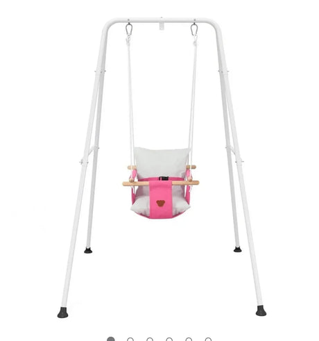 NEW Toddler Swing Set with Canvas Cushion Seat, Pink - Me n Mommy To Be