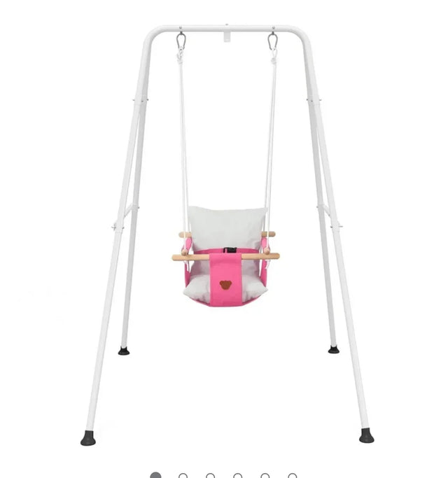 NEW Toddler Swing Set with Canvas Cushion Seat, Pink - Me n Mommy To Be