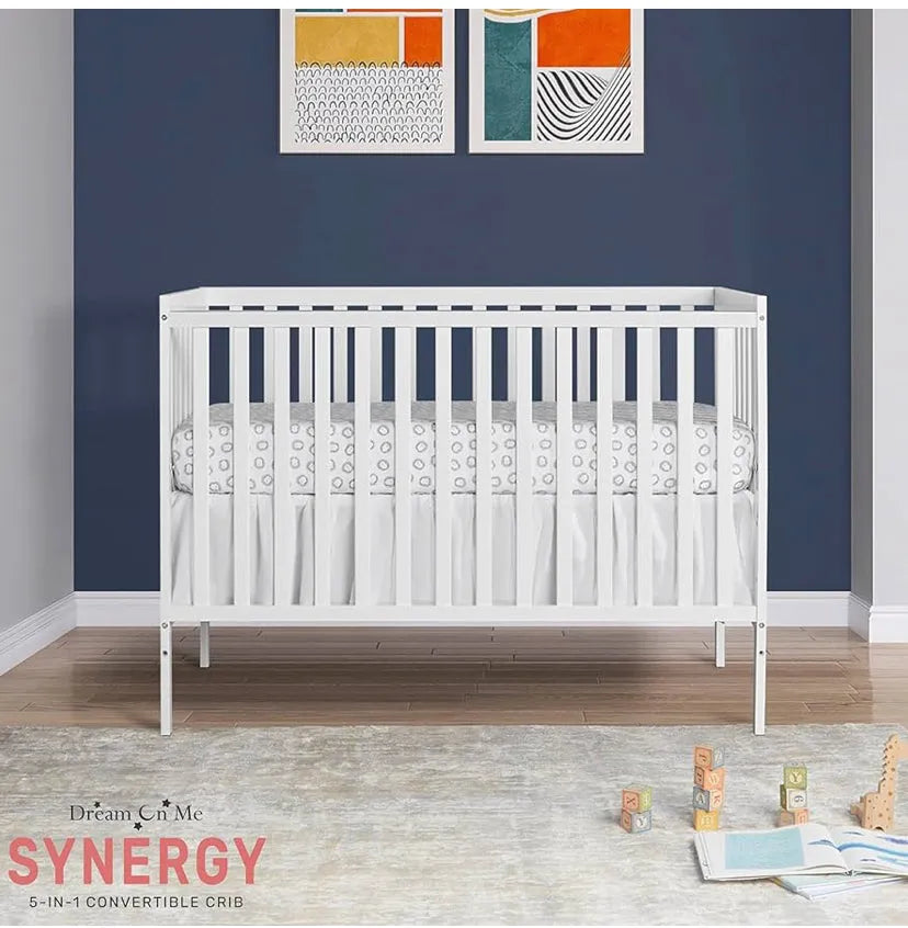 NEW Synergy 5-In-1 Convertible Crib In White