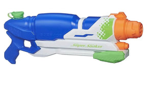 Blue, orange, and white Super Soaker water blaster toy for kids.