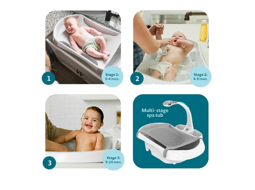 NEW The First Years Rain Shower Baby Spa Tub with Soothing Spray Showerhead