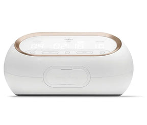 Electric breast pump with digital display, white and gold, baby feeding accessory