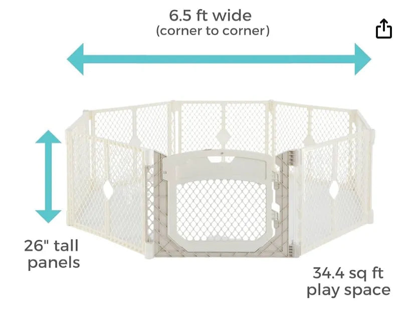 North States Toddleroo 8 Panel Ivory Ultimate Superyard Gate