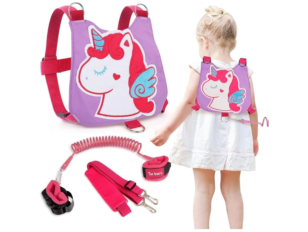 NEW Toi Bani 4-in-1 Toddler Safety Harness Leash Anti Lost Wrist Link - Unicorn