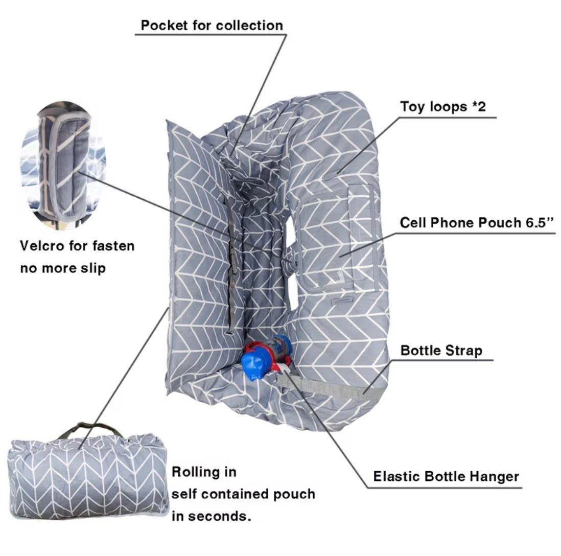 NEW IcoPuca 2-in-1 Shopping Cart Cover in Grey Chevron