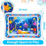 Kids inflatable water play mat with ocean animal toys, 26x20 inch, aquatic theme, sensory toy