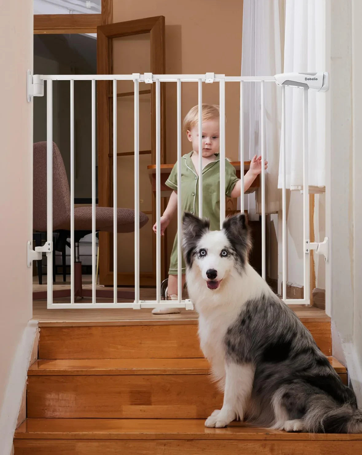NEW Babelio Boundless B17 Baby Gate, White (26-43'' Wide, 28'' Tall)