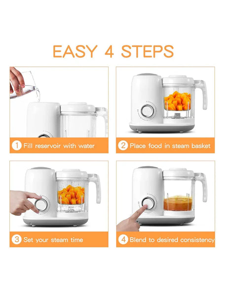 NEW AMZBABYCHEF 4 in 1 Baby Food Processor, White - Me n Mommy To Be