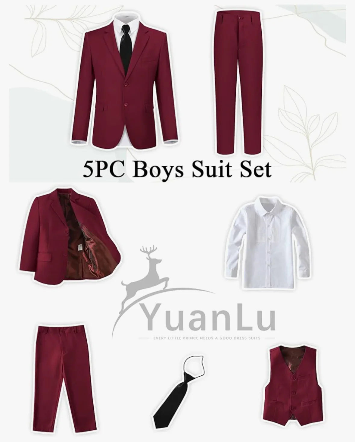 NEW YuanLu 5pc Suit Set Red sz 3T