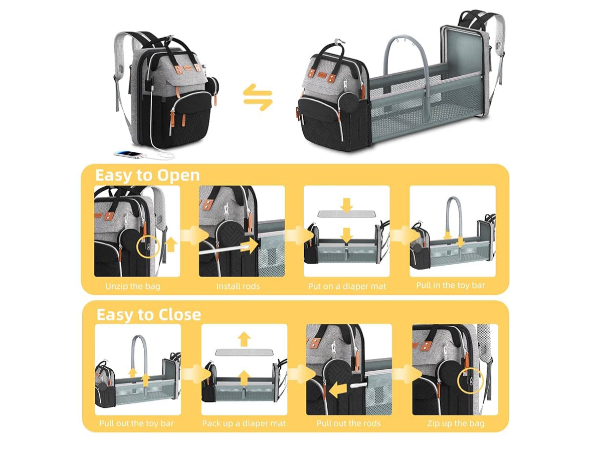 NEW ISMGN Diaper Bag Backpack with Changing Station, Grey