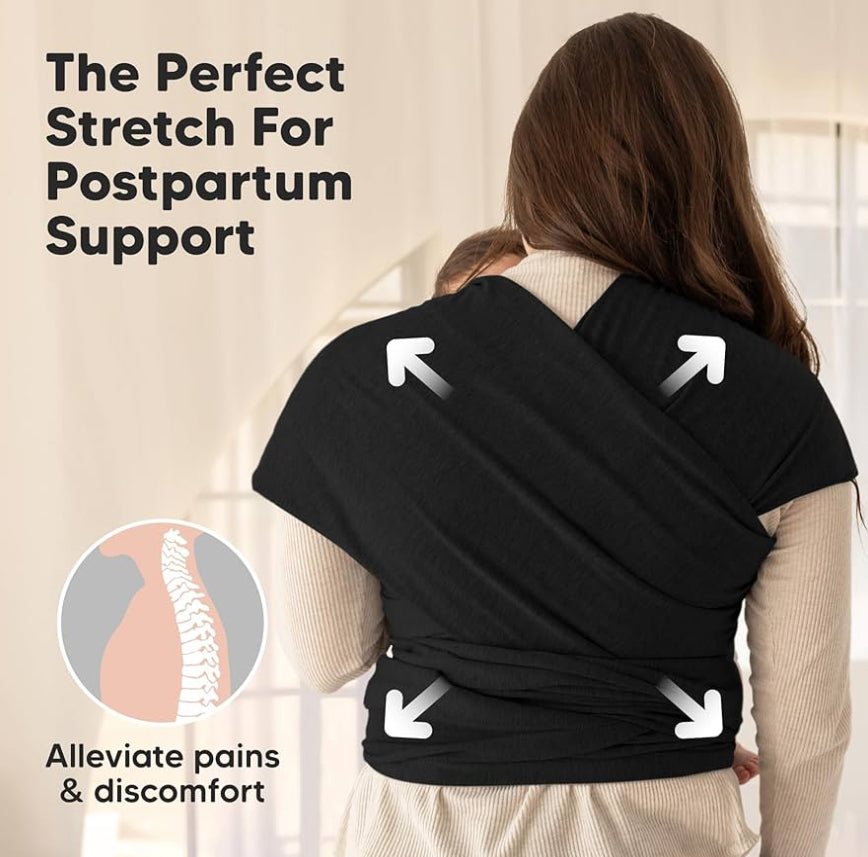 KeaBabies Original Baby Wrap Carrier - Black 7-35lbs