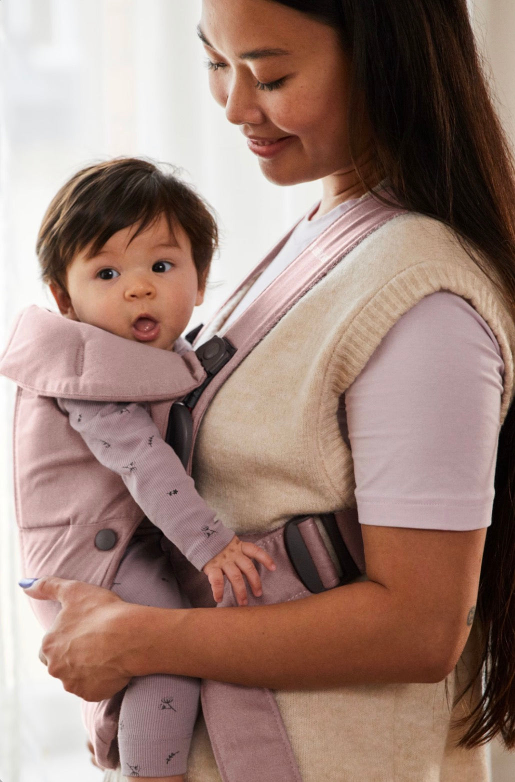 Baby Bjorn Baby Carrier Mini, Soft Jersey Dusty Pink 7-25lbs