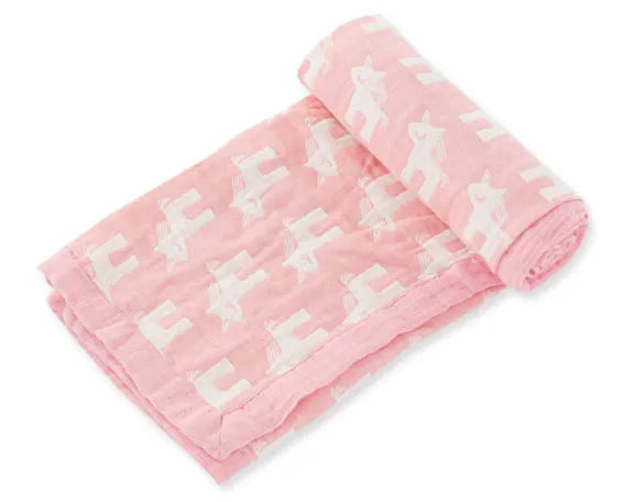 NEW Angel Dear Jaquard Muslin Blanket, Pink Unicorn - Me n Mommy To Be